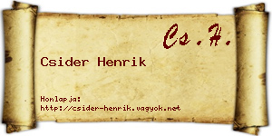 Csider Henrik névjegykártya